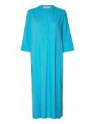 Crventa Caftan Dress Cream Blue