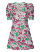 3D Jacquard Button Down Mini Dress Ganni Pink
