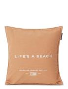 Life´s A Beach Embroidered Cotton Pillow Cover Lexington Home Orange