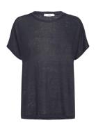 Over D Linen T-Shirt Mango Navy