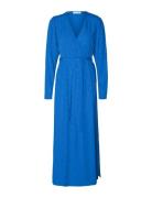 Slfludwika Ls Ankle Satin Dress B Selected Femme Blue