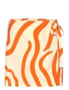 Printed Linen-Blend Skirt Mango Orange
