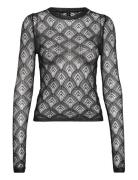 Geometric Openwork T-Shirt Mango Black