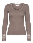 Silk T-Shirt W/ Lace Rosemunde Grey