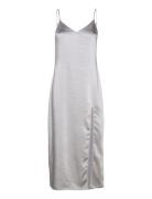 Side-Slit Satin Dress Mango Silver