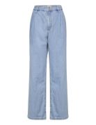 Straight Pleated Jeans Mango Blue
