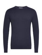 Slhberg Cable Crew Neck Noos Selected Homme Navy