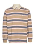 Brodie Striped Rugby Shirt Wood Wood Beige