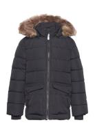 Jacket W. Fake Fur - Long Color Kids Black