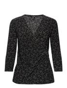 Print Stretch Jersey Top Lauren Ralph Lauren Black