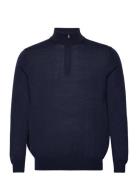 100% Merino Wool Sweater With Zip Collar Mango Navy