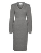 Vmgeorgine Ls V-Neck Calf Knit Dress Vma Vero Moda Grey
