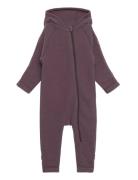 Wool Baby Suit W Ears Mikk-line Purple