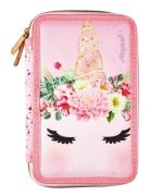 Unicorn Flowers Pencil Case Double - Filled Euromic Pink