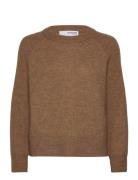 Slfrena Ls Knit O-Neck Camp Selected Femme Brown