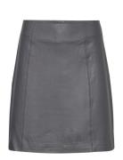Slfnew Ibi Mw Leather Skirt B Noos Selected Femme Grey