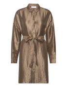 Slfsilva-Tonia Ls Shirt Dress B Selected Femme Gold