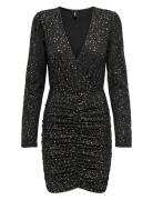 Onlnew Pella L/S Wrap Foil Dress Jrs ONLY Black