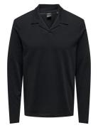 Onsbrody Reg Split Neck Ls Polo ONLY & SONS Black