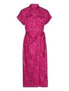 Geo-Print Shantung Tie-Waist Dress Lauren Ralph Lauren Pink