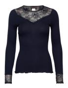 Silk T-Shirt Regular Ls W/Lace Rosemunde Blue