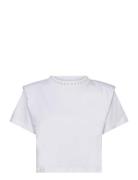 Embellished Padded T-Shirt Karl Lagerfeld White