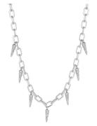 Spike Chain Necklace Silver Bud To Rose Silver
