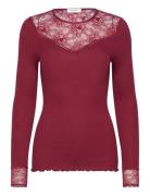 Silk T-Shirt Regular Ls W/Lace Rosemunde Red