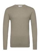 Slhberg Cable Crew Neck Noos Selected Homme Khaki