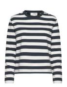 Slfessential Ls Striped Boxy Tee Noos Selected Femme Navy