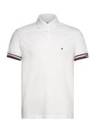 Monotype Flag Cuff Slim Fit Polo Tommy Hilfiger White