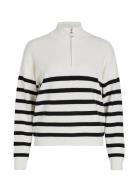 Visala Stripy L/S Zipper Knit /B Vila White