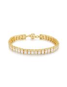 The Triple Crystal Tennis Bracelet-Gold LUV AJ Gold