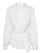 Tie-Front Cotton-Blend Shirt Lauren Ralph Lauren White