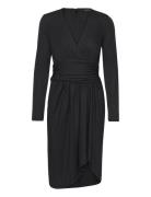 Ruched Stretch Jersey Surplice Dress Lauren Ralph Lauren Black