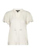 Jersey Tie-Neck Top Lauren Ralph Lauren White