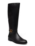 Bridgette Burnished Leather Tall Boot Lauren Ralph Lauren Black