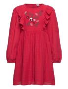 Dress Cotton Structure Frill A Lindex Red