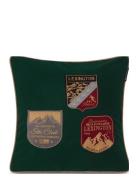 Badge Embroidered Wool Mix Pillow Cover Lexington Home Green