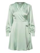 Vienna Ravenna L/S Short Wrap Dress-Noos Vila Green