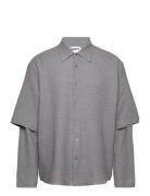 Over D Layered-Sleeve Shirt Hope Grey