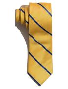 Yellow Blue Single Stripes Silk Tie AN IVY Yellow