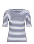 Slim Striped 1X1 Ribbed Ss T-Shirt GANT Blue