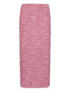 Houndstooth Tweed Skirt Mango Pink