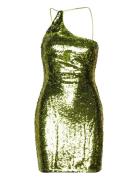 Asymmetric Sequin Dress Mango Green