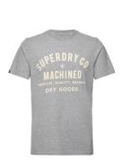 Workwear Flock Graphic T Shirt Superdry Grey