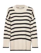 Carhella Ls Loose Striped O-Neck Knt ONLY Carmakoma Cream