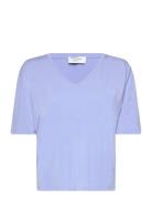 Rwbiarritz Ss V-Neck T-Shirt Rosemunde Blue