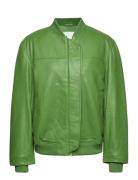 Leather Bomber Jacket REMAIN Birger Christensen Green