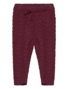 Knit Needle Out Pants Baby Müsli By Green Cotton Burgundy